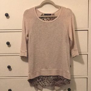Beige & Animal Print Knit Top